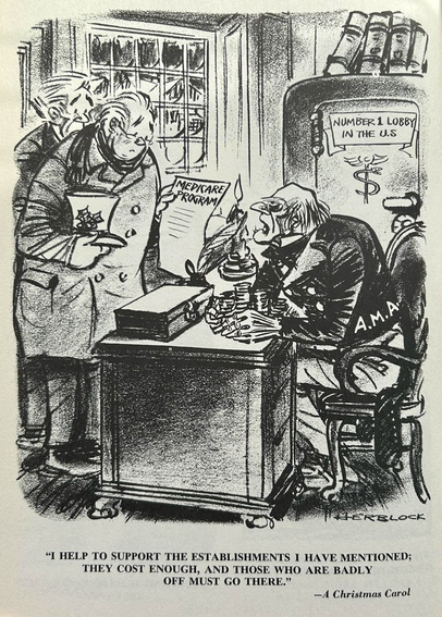 Scrooge: ""I help to support the establishments I have mentioned—they cost enough; and those who are badly off must go there"