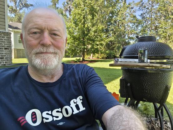 Old Guy with barbecue egg